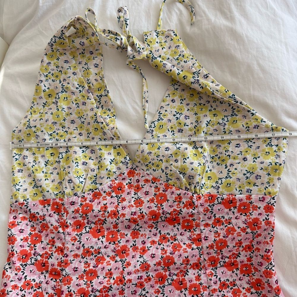 Colorblock Floral V-Neck Maxi Dress Size Large - Picture 8 of 9